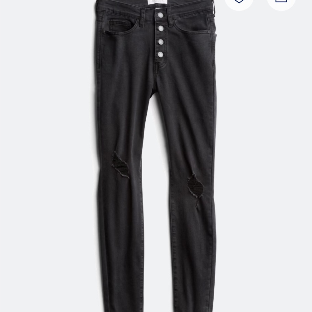 Judy Blue: Jayla Button Fray Hem Black Distressed Skinny Jeans : Sz. 15/32